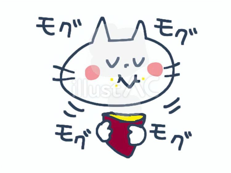 焼き芋を食べる猫 猫,焼き芋,湯気のイラスト素材