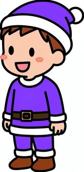 紫のサンタコスの男の子です。 クリスマス,コスプレ,サンタクロース,シンプル,子供,仮装,衣装,イベント,パーティー,男の子のイラスト素材