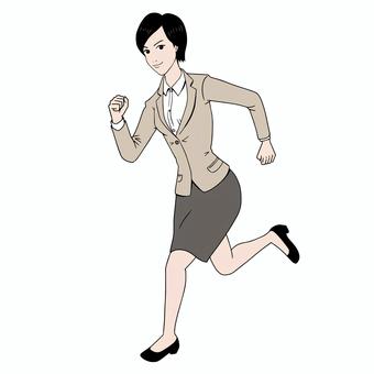 Japanese business woman running, amekomi, biznes, fem, JPG, PNG and EPS