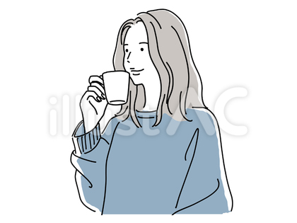 ゆったりコーヒーを飲む女性