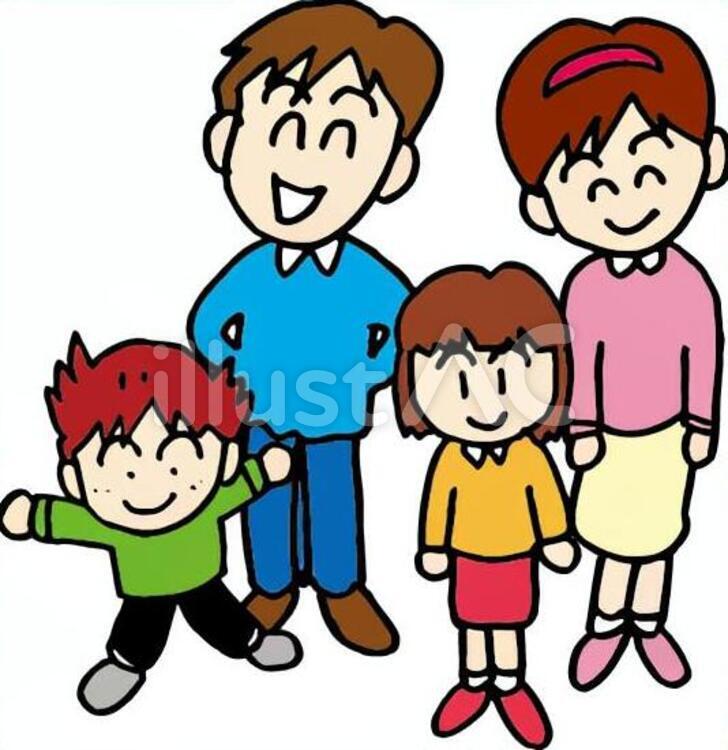 家族４人 お父さん,お母さん,子供のイラスト素材