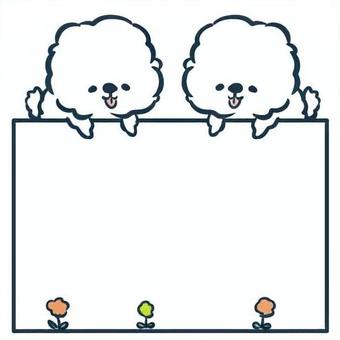 犬/フレーム01 犬,フレーム,花,かわいい,ユニーク,手描き,動物のイラスト素材