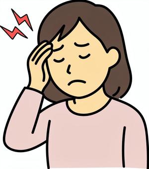 頭痛がする女性 頭痛,女性,病院,メニエール病,頭痛薬のイラスト素材