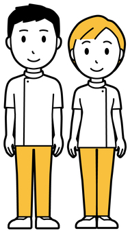  理学療法士の男女(黄)-032-全身 正面,理学療法士,男女,医療,病院,クリニック,整体師,柔道整復師,鍼灸師,人物のイラスト素材