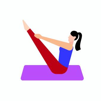 ヨガ 061 ヨガ 061 ヨガ,ストレッチ,女性,エクササイズ,ポーズ,全身,部位,腹筋,筋肉痛,トレーニングのイラスト素材