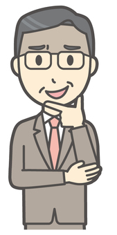  中年スーツ眼鏡-489-バスト 眼鏡,薄笑い,サラリーマン,会社員,中年,ビジネスマン,オフィス,ビジネス,営業マン,先生のイラスト素材