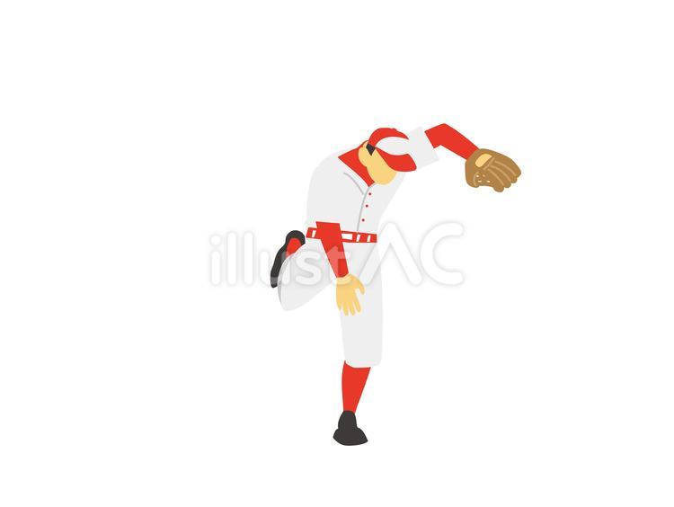 投げる赤いユニフォームの野球少年 野球,投げる,甲子園のイラスト素材