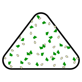 わかめの混ぜこみおにぎり おにぎり,おむすび,お米,にぎりめし,お弁当,三角,アイコン,ごま,白ごま,わかめのイラスト素材