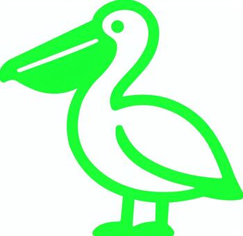 ピクトグラムの緑のペリカンです。 ピクトグラム,ペリカン,シンプル,鳥,くちばし,翼,飛ぶ,動物,緑のイラスト素材