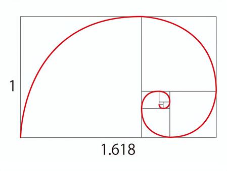 黄金比 黄金螺旋,黄金比,螺旋,フィボナッチ数列,貴金属比,比率,図形,数学,デザイン,曲線のイラスト素材