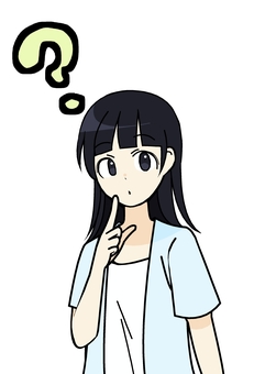 ハテナを浮かべる女性 人物,考える,ハテナ,クエスチョンマーク,分からない,思考,悩む,黒髪,理解不能,半袖のイラスト素材