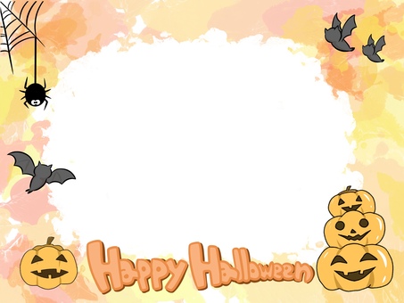 watercolor style orange halloween frame, , JPG and PNG