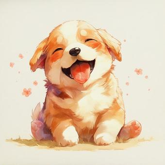 幸せそうな子犬