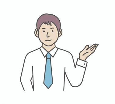 男性会社員イラスト / 薦める・紹介する 人物,紹介,日本人,会社員,薦める,サラリーマン,ナビゲーション,男性,ご案内,ガイダンスのイラスト素材