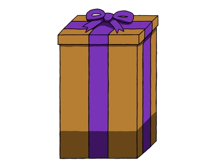 プレゼント（細長い箱） プレゼント,箱,細長い,ボックス,物,リボン,オレンジ,紫,誕生日,クリスマスのイラスト素材
