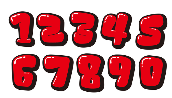 オリジナル数字セットE　立体 数字,フォント,オリジナル,文字,フチ文字,袋文字,ポップ,ラフ,落書き風,手書き風のイラスト素材