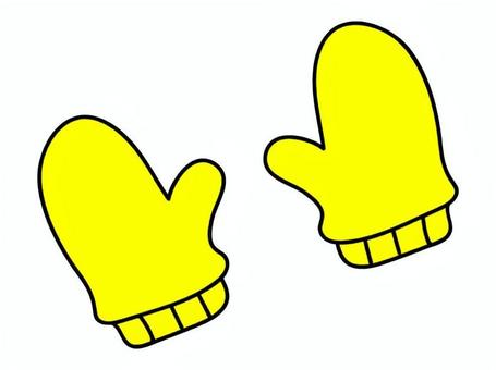 シンプルな黄色いミトン シンプルな黄色いミトン 黄色,手袋,防寒,毛糸,子ども用,子ども用手袋,ミトン,リブ,ニット,冬のイラスト素材