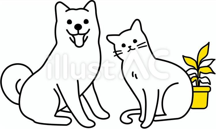 犬のいる暮らし　猫のいる暮らし　ペット可 犬,猫,ペットのイラスト素材