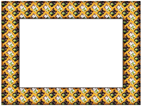 招き猫の額縁フレ−ム　橙色 招き猫,額縁,フレ−ム,ポストカード,メッセージカード,飾り枠,あしらい,柄,パターン,かわいいのイラスト素材
