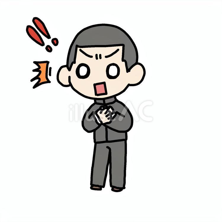 驚きで胸を押さえる学生少年 学生,胸,びっくりのイラスト素材