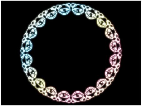 女の子のフレ−ム　ネオン　円　パステル 女の子,ガ−ル,円,丸,サ−クル,フレ−ム,ポストカード,メッセージカード,飾り枠,あしらいのイラスト素材