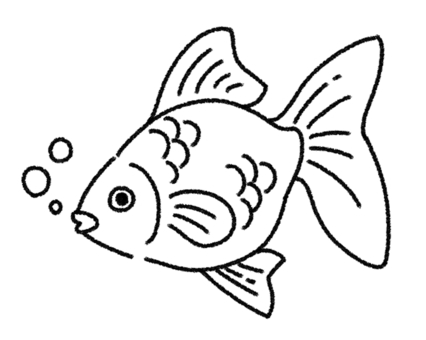 Goldfish line drawing, , JPG and PNG