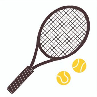 テニスラケットとボール（黄色） テニス,テニスラケット,ラケット,ボール,スポーツ,テニス部,運動部のイラスト素材