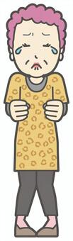  涙をためて悔しがって拗ねるおばちゃん 泣く,おばちゃん,大阪,ヒョウ柄,おばはん,中年,女性,関西,派手,おばさんのイラスト素材