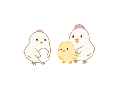 にわとり家族　たまご ひよこ,にわとり,たまご,親子,家族,父,母,子供,かわいい,団らんのイラスト素材