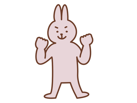 ガッツポーズするウサギ　両手Ver ガッツポーズ,両手,握りこぶし,自信,笑顔,ポーズ,イメージ,シンプル,応援,うさぎのイラスト素材