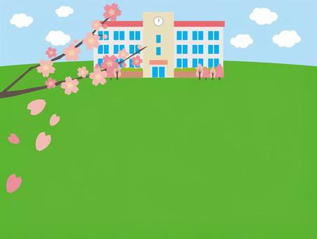 春天, JPG 和 EPS 春天, 樱花, 学校, 框架, JPG 和 EPS