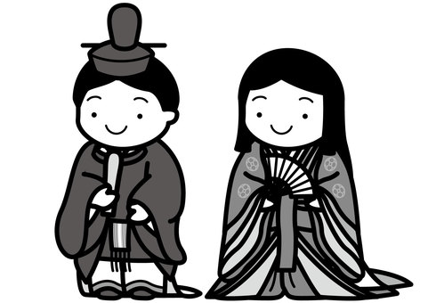 平安人-2c 平安時代,平安,貴族,正装,冠,束帯,杓,袴,沓,十二単のイラスト素材