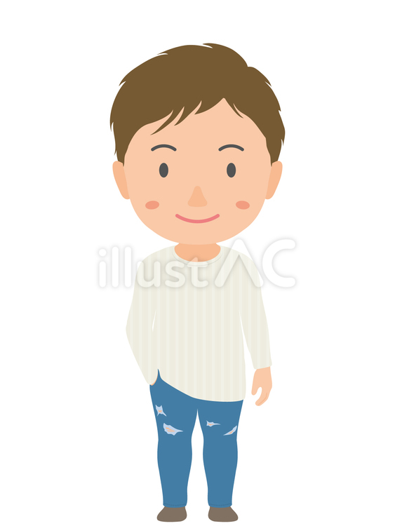 ダメージジーンズを穿いた男性 男性,笑顔,ダメージジーンズのイラスト素材
