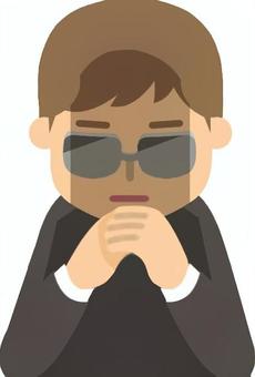 深刻そうな話をしだす眼鏡とスーツの男性 深刻,暗い,重い,話,重大,話題,眼鏡,手,組む,スーツのイラスト素材