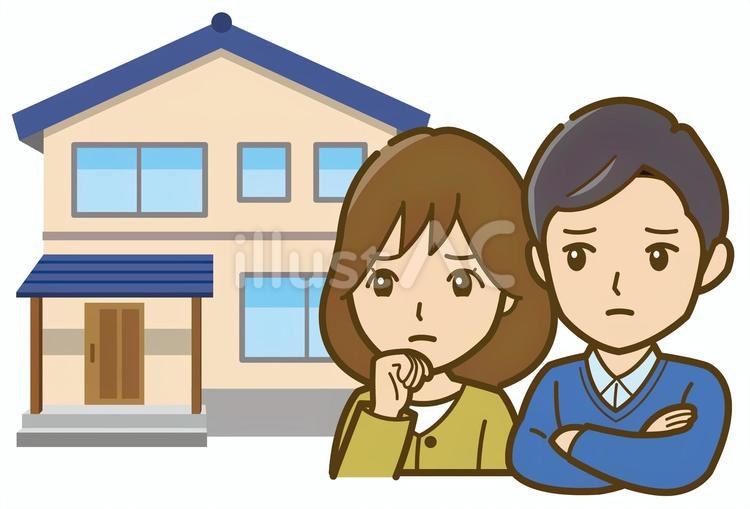 家の前で悩む夫婦 夫婦,家,アイコンのイラスト素材
