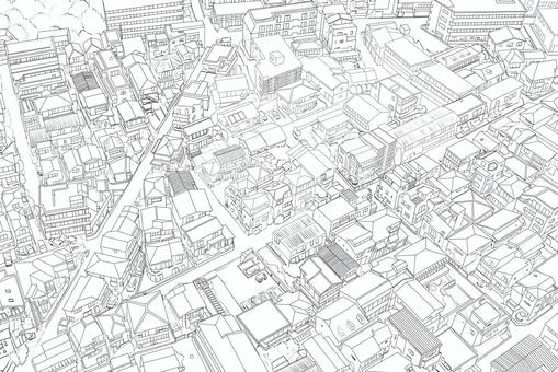 Residential line drawing seen from above, family, a house, building, JPG and PNG