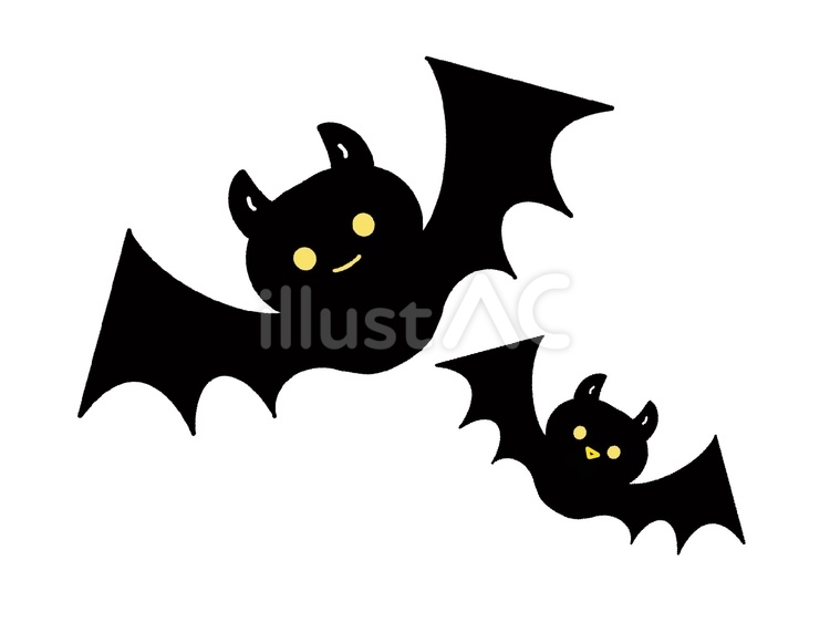 コウモリ（２匹） コウモリ,ハロウィン,ホラーのイラスト素材