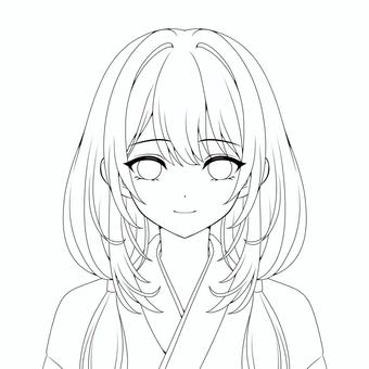 巫女さん線画 巫女さん,巫女,和,和装,コスプレ,女子,女の子,美少女,萌え,アイコンのイラスト素材