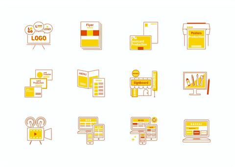 アイコン色々A アイコン,ロゴ,logo,フライヤー,dm,動画,パソコン,web,かわいい,シンプルのイラスト素材