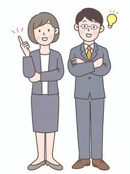 Ideas and businessmen 1 (male and female)_whole body, , JPG, PNG and AI