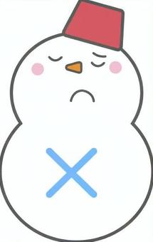 シンプルなバツのゆきだるまの表情イラスト