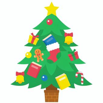 本飾りのクリスマスツリー(主線なし) 本飾りのクリスマスツリー(主線なし) 本,クリスマスツリー,クリスマス,12月,プレゼント,冬,かわいい,主線なし,イラストのイラスト素材