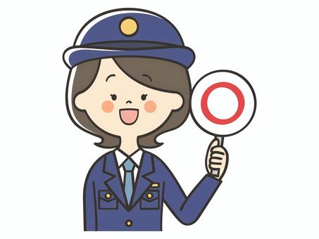 マルの札を持つ女性警察官 丸,正解,正しい,合っている,クイズ,解答,笑顔,警察,警察官,警官のイラスト素材
