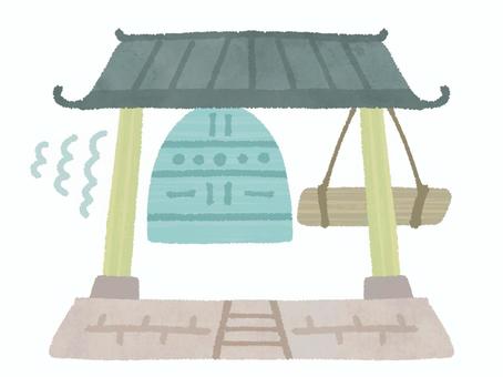 除夜の鐘 除夜の鐘,梵鐘,つく,鳴らす,音,鐘撞き,鐘楼,お堂,大晦日,年越しのイラスト素材