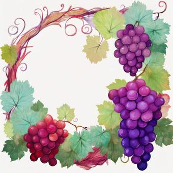 Grape frame, watercolor, grape, background, JPG