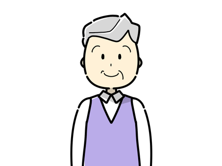 笑顔のおじいさん 上半身,おじいさん,笑顔,老人,高齢者,祖父,シニア,年寄り,白髪,高齢のイラスト素材