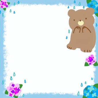 Hydrangea and bear message card, JPG Hydrangea and bear message card, hydrangea, bear, rainy season, JPG