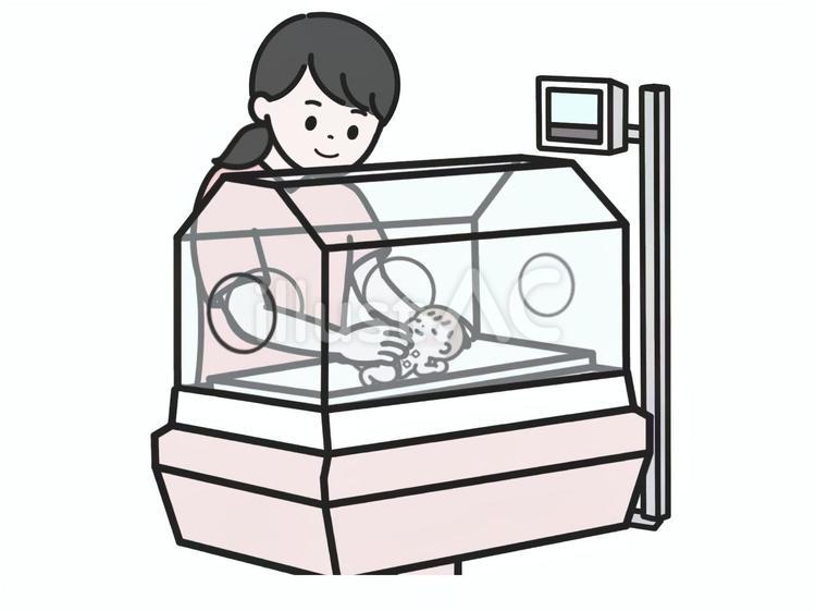 保育器／赤ちゃん／看護師02 保育器,赤ちゃん,看護師のイラスト素材