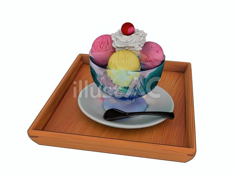 夏の海の家カフェのアイスクリームスイーツ アイスクリーム,アイス,生クリームのイラスト素材
