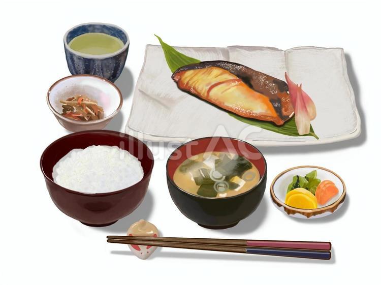 銀鱈の照り焼き定食（A2） 銀鱈,照り焼き,定食のイラスト素材